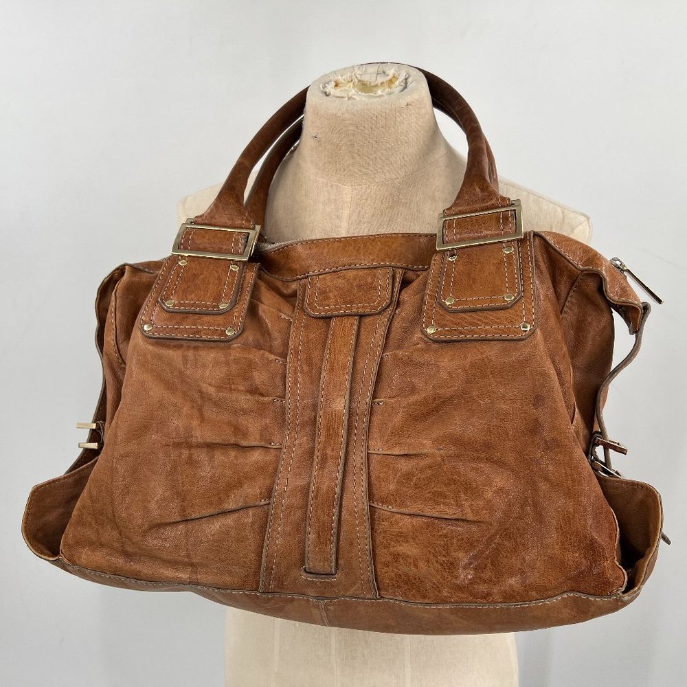 Kooba Leather Womens Shoulder Bag Brown Handbag Hobo
